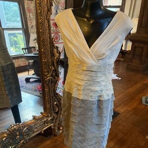 London Times Cream Layered Dress